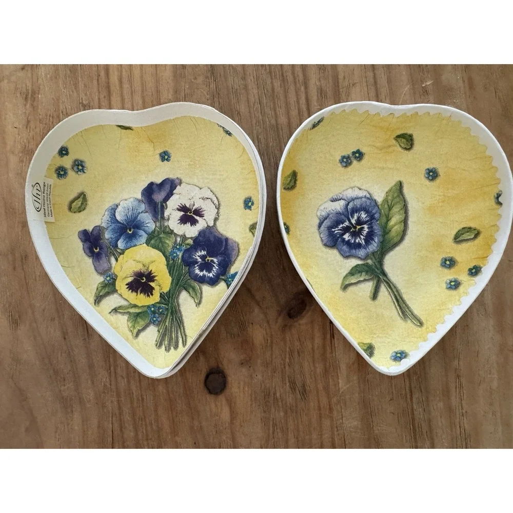 Vintage Ideal Home Range Heart Shaped Papier Mache Floral Trinket Box Czech